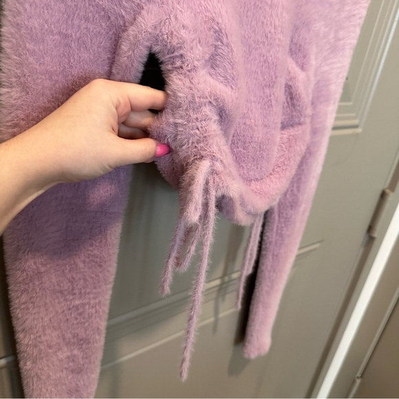 NWT For Love & Lemons Fuzzy Purple Ruched Sweater Size XXS - Picture 3 of 4